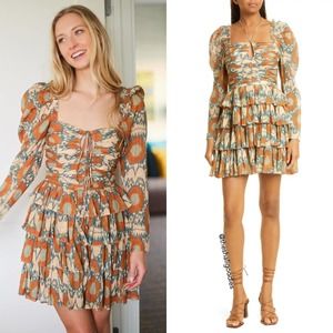 ULLA JOHNSON Naiya Dress Metallic Ruffle Mini